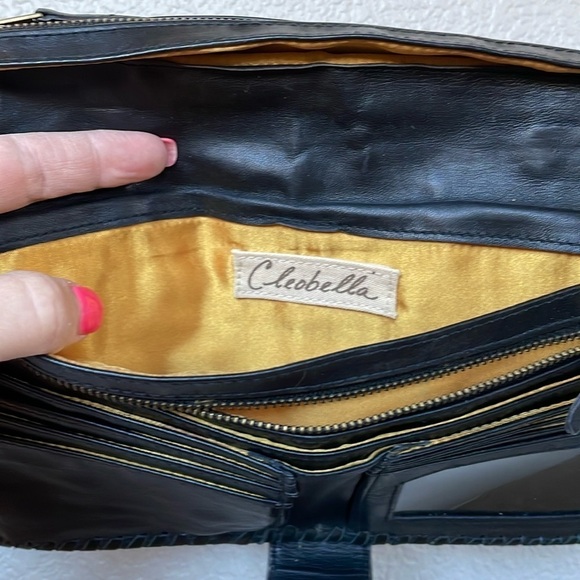 CLEOBELLA Anthropologie Cut-Out Black Leather Boho Clutch - Picture 8 of 11
